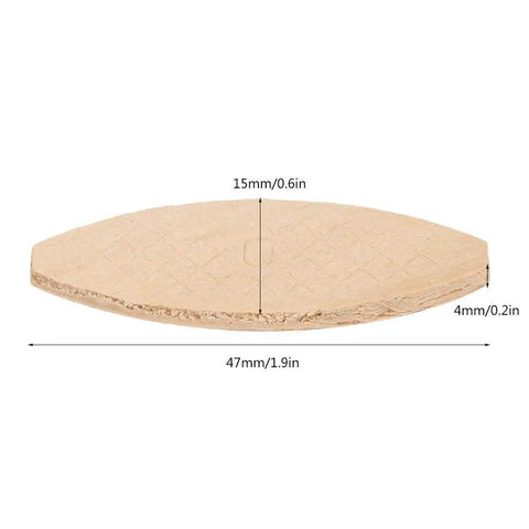 Pro Grade Solid Wood Biscuit Joinery Kit in Sizes 0, 10, and 20 for Precise Cabinet and Furniture Bonding showing dimensions