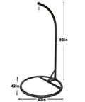 Beefy Heavy Duty Hammock Chair Stand Steel Frame Supports Up To 330 Lbs For Egg Chair Or Swing Chair Indoor Outdoor Use On Patio Balcony Garden Living Room Stand Only Black, 80in height