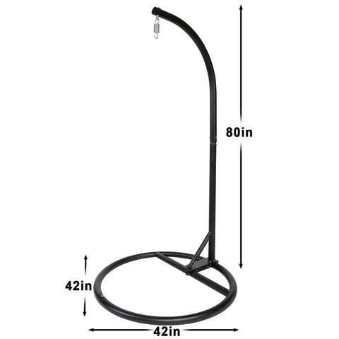 Beefy Heavy Duty Hammock Chair Stand Steel Frame Supports Up To 330 Lbs For Egg Chair Or Swing Chair Indoor Outdoor Use On Patio Balcony Garden Living Room Stand Only Black, 80in height