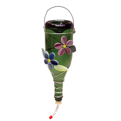 Decorative glass bottle with floral accents wrapped in wire, resembling a 14 Gauge Pre Tinned Copper Wire 1 Pound Spool project.