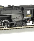 Old School 2-8-4 Berkshire Steam Locomotive And Tender With DCC Sound Value Pere Marquette 1225 HO Scale displayed on track