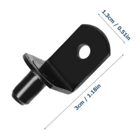 Heavy Duty L Shape Shelf Pegs For Cabinets And Wood Shelves, Nickel Plated Iron Supports, dimensions shown