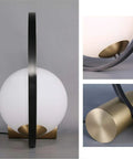Mid Century Modern Nightstand Lamp In Black Matte Metal With Frosted Glass Globe Round Desk Table Light For Living Room Or Bedroom Large Size Sleek Durable Glow For Home Or Office Setup