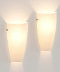 Dope Wall Sconces Set Of Two Modern Wall Mount Light Fixtures With Acrylic Shades Up Or Down Hallway Lighting For Bedroom Living Room Stairwell Includes Two RGB Warm White E26 Bulbs With Remote Control, shown with soft light on a wall