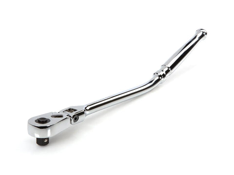 Three Eighths Inch Drive Long Ratchet With 180 Degree Flex Head And Quick Release, Twelve Inch Bent Handle, Ultra Compact Head