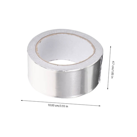 Leak Stop Tape For Water Leaks And Hose Repair Waterproof Sealant Tape; aluminum roll, dimensions shown, reflective silver color