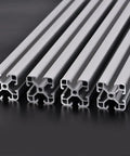 Rock Solid 4040 T Slot Aluminum Extrusion Profile 78 7 Inch Silver Anodized 4 Pack closeup of linear rails for CNC fabrication