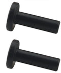 Two black 1/4 inch drip irrigation end caps, part of One Quarter Inch Drip Irrigation End Caps 30 Pack POM No Leak Quick Connect Fittings.