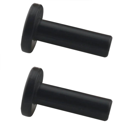 Two black 1/4 inch drip irrigation end caps, part of One Quarter Inch Drip Irrigation End Caps 30 Pack POM No Leak Quick Connect Fittings.