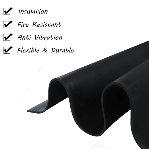 Heavy Duty Silicone Rubber Sheet 55A Hardness 12 x 12 Inch One Sixteenth Inch Thick Heat Resistant folded sheet with features listed.