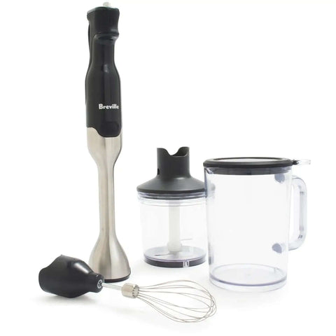 Level Up Your Kitchen Routine With The Control Grip Immersion Blender Anti Suction Tech Stops Splatters While You Blend Includes 42 Oz Jug Plus Whisk For Silky Smooth Soups And Creamy Mixes With Comfortable Trigger Handle In Brushed Stainless Steel.