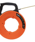 Klein Tools 56380 Non-Conductive Electrical Fish Tape 100 Foot, featuring a steel leader and fiberglass wire puller.