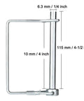 Heavy Duty One Quarter Inch Trailer Hitch Pins Set, Fifteen Pack, Four and One Half Inch Locking Shaft Pins dimensions shown