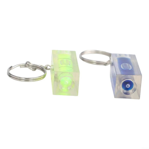 Green and Blue for acrylic Square for spirit Level Bubble Inclinometer, compact size, featuring keychain attachment for portability.