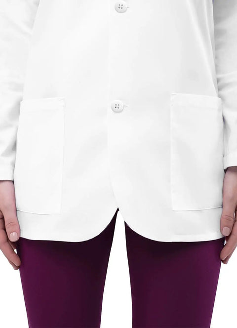 Unisex Lab Coat Classic 31 Inch Consultation Coat White 805 with Patch Pockets and Long Sleeves, front view