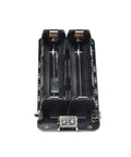 Dual Pack 1865 Battery Holder With Micro Usb Charging Port for 2 lithium cells, designed for Raspberry Pi and Arduino setups.