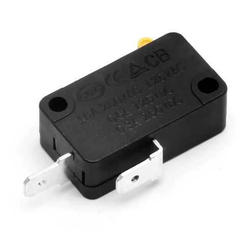 KW3 Snap Action Switch Normally Open 125V/250V Micro Limit Switch for Air Fryers, Microwaves, 2 Pins, black rectangular casing