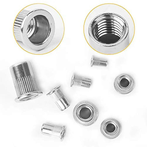 Premium 205Pcs Stainless Steel Rivet Nut Kit For Auto Repair M3-M10 Flat Head Threaded Insert Assortment Tool Set Perfect For Heavy Duty Jobs, stainless inserts