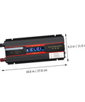 Heavy Duty Car Power Inverter With Led Digital Display And Us Plug For Vehicle And Home Use Aluminum Alloy Shell spacious design with dimensions shown.