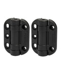 Heavy Duty Self Closing Gate Hinges With Adjustable Spring Tension For Smooth Pool Safety And Kid Proof Latching On Any Square Post Or Aluminum Fence Setup In Black.