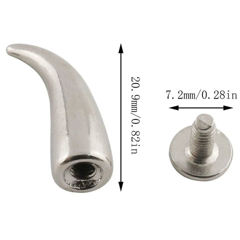 Top Shelf 24 Pack Silver Cat Claw Spikes And Screw Back Rivets 7 X 21 Mm Zinc Alloy detail view of claw spike and screw back