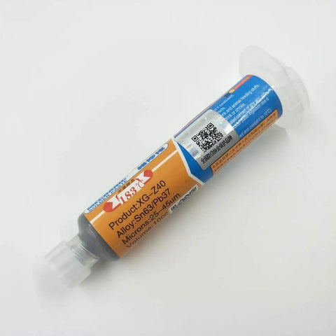 Two 10cc Pro Grade Solder Paste Flux Tin Sn63 Pb37 25-45um Syringe for PCB SMD Repair, DIY Reballing, and Precise Rework