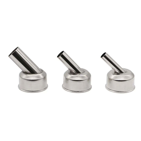 Pro Grade Stainless Steel Hot Air Gun Nozzle Set for Soldering Stations, Includes Straight, Spiral, and 45 Degree Bent Nozzles, 3 Pack