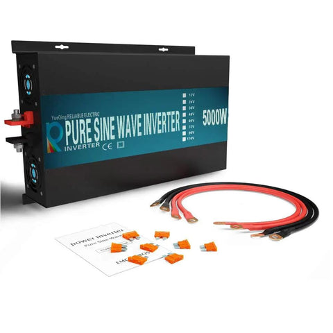 Beast Power Pure Sine Wave Inverter 5000W Continuous with cables and connectors, black, 12V DC to 110V AC, RV Ready