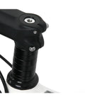 Close-up of black 30mm Adjustable Handlebar Stem Adapter Lightweight Aluminum For Road Mountain And City Bikes on bike