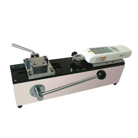 Beefy Horizontal Push-Pull Test Bench With Digital Display Force Gauge Kit, 1000N Load Capacity, 150mm Travel, HP-500 Pressure Gauge, Pro Grade Precision Testing For Material, Electronics, And Hardware Lab Use horizontal bench-top tester with digital gauge and clamps
