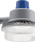 Outdoor BGR P2 LED Dusk To Dawn Security Light Gray 4000K Efficient 36W 4700 Lumen Mega Bright Exterior Floodlight shown mounted