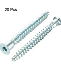 20 Piece Hex Socket Countersunk Furniture Confirmat Screws Kit Self Tapping Wood Screws Zinc Plated 7x39 7x49 7x59 7x69mm