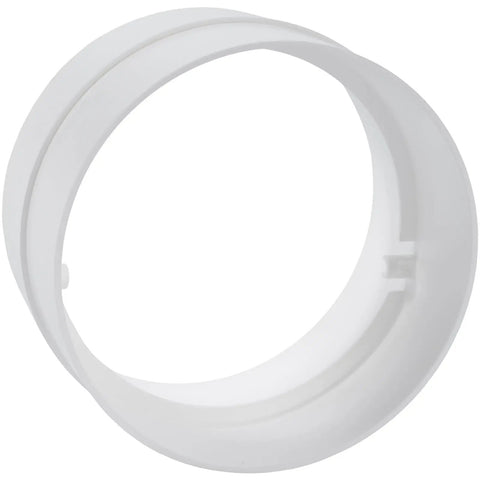 4 Inch Duct Connector Round White Plastic Vent Pipe Extender For Dryer Vents And Round Ducts, Easy No Fuss Push Fit Male Connector, Flexible Dust Hose Or Straight Dryer Pipe Coupling And Extension, HVAC Intake Exhaust Venting Fitting Adapter, white plastic