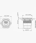 Hella Sleek Cat6 Rj45 Panel Mount Connector With Threaded Bulkhead Coupler dimensions for precise installation in 22mm cutouts.