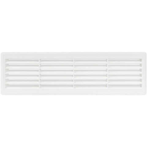 Two Sided White Door Air Vent Cover For Interior Doors 18 Inch By 5 Inch Universal Grille shown front view