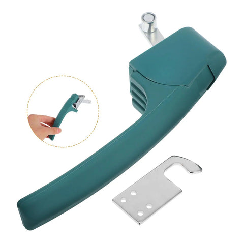 Heavy Duty Commercial Oven Handle For Drying Oven And Vacuum Chamber Baking Equipment with metal bracket and green grip.
