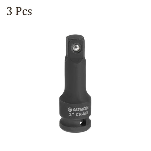 Dang Tough 3 Piece Socket Extension Bar Set For Half Inch Drive Tools Rock Solid Chrome Moly Steel, 3-inch black socket extender.