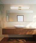 Spec 24 Inch Bath Vanity Light In Black Aluminum Finish With PMMA Acrylic Shade above modern bathroom vanity and mirror