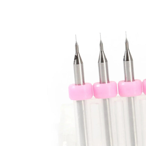 Close-up of 10 Piece Tungsten Carbide Drill Bit Set 0.1mm Precision For Electronics Prototyping And Detailed Modeling