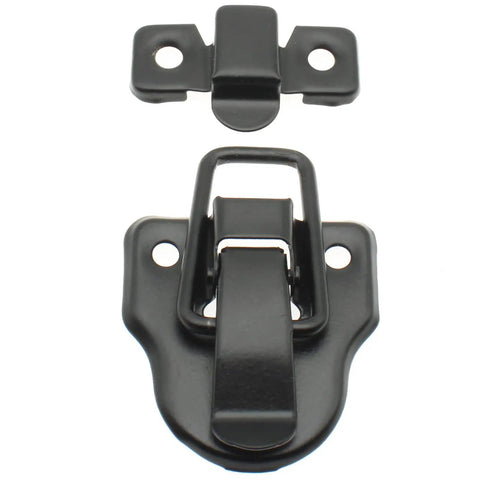 2 Pack Retro Duckbilled Toggle Hasp Latch Kit with Mounting Screws for decorative wooden jewelry boxes, classic black