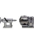 Straight Up Precision 4th Axis Gearbox For CNC Router, Hella Tough Rotary Three Jaw 100mm Chuck With 20 To 1 Ratio, Smooth Engraving Tailstock.
