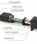 Indigo Precision Electric Linear Guide Rail Cross Actuator System With 57 Stepper Motor Ball Screw Motion Module Built For Real Smooth High Precision CNC Automation And Robotic Motion Control, labeled parts