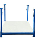 Heavy Duty Steel Bulk Bag Filling Station Stand For FIBC Bags 52 By 52 Inches Hands Free Loading Open Center Frame For Full Access Ideal For Debris Scraps And Waste On Job Sites, blue steel frame