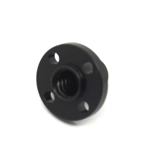 Close-up of Six Pack 8mm Black TR8x8 Lead Screw Nut for CNC Machines and 3D Printers, POM material, 8mm lead, 2mm pitch.