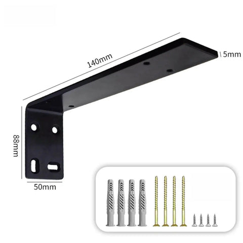 Heavy Duty Floating Shelf Brackets in Black for Wood Shelves Hidden L Brackets with Rust Resistant Iron Build and Screws