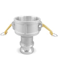 Premium Da Camlock Fittings 3 Inch Female To 2 Inch Male Cam And Groove Coupling Hose Adapter For Pipeline Hookup with yellow handles.