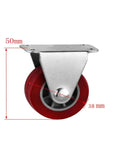 Maroon 1.5 Inch Directional Furniture Casters 38mm Silent Wear-Resistant Polyurethane Wheels Screw-Free Swivel Castors For Home