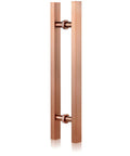 Rose Gold 24 Inch Door Pull Handle For Barn And Sliding Doors Modern Square H Shape Push Pull Handle 304 Stainless Steel Easy 2 Hole Mount Durable Rust Resistant Hardware