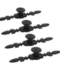 Four Pack Vintage Style Cabinet Pull Handles Set, Single Hole Drawer Knobs, Black Aluminum Alloy, Old School Look