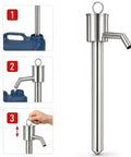 Hand Operated Manual Fluid Transfer Pump Stainless Steel Portable Siphon For Gas, Oil And Water Home Brewing Garage Work Reliable Gear in three usage steps.